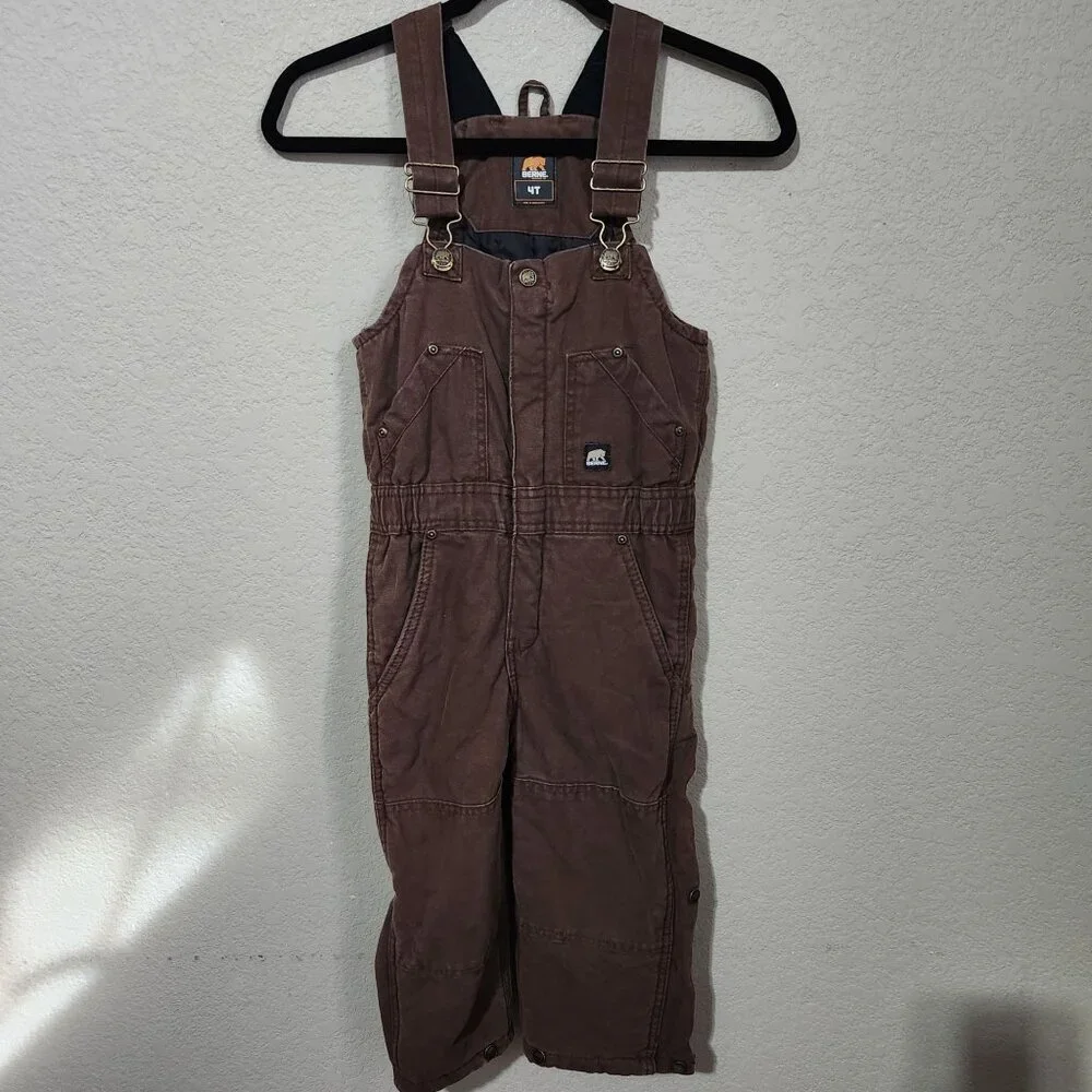 Berne Workwear 4T Brown Canvas Insulated Kids Overalls
